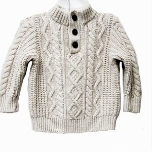 Baby GAP Cable Knit Mock Pullover Cream Sweater Size 12-18 Mos Toddler